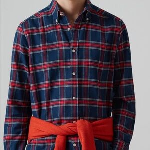 Piombo Navy and Scarlet Plaid Shirt NWT SZ SMALL
